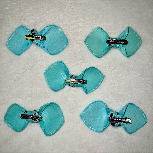 Teal Paisley Rockabilly Bandana Knotted Hair Bow - Picture 10 of 11